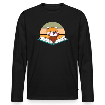 Red Panda Bear Whisperer Wildlife Animal Bookworm - Men's Premium Organic Long Sleeve Shirt - black - Front - Nico (187cm)