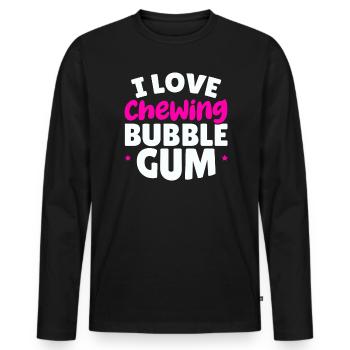I Love Chewing Bubble Gum Lover Chewing Gum Food - Men's Premium Organic Long Sleeve Shirt - black - Front - Nico (187cm)