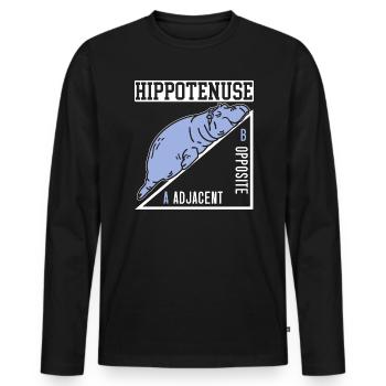 Hippoténuse Hippopotame Adjacent Hippopotame Amant - T-shirt manches longues Premium bio Homme - noir - Devant - Nico (187cm)