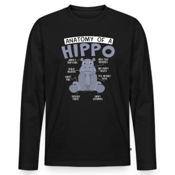 Anatomie eines Nilpferd-Tier-Nilpferd-Liebhabers - Männer Premium Bio Langarmshirt - Schwarz - Vorne - Nico (187cm)