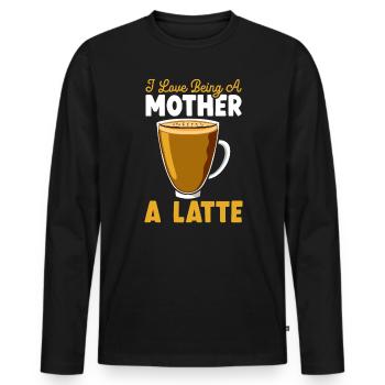 J’aime être une mère Un café caféine Latte - T-shirt manches longues Premium bio Homme - noir - Devant - Nico (187cm)