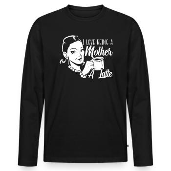 Ich liebe es, eine Mutter zu sein, ein Latte-Koffein-Kaffee - Männer Premium Bio Langarmshirt - Schwarz - Vorne - Nico (187cm)