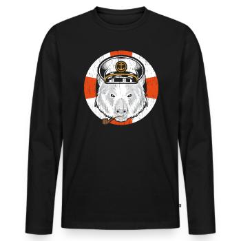 Ours polaire Sailor Animal arctique Amoureux de l'ours de glace - T-shirt manches longues Premium bio Homme - noir - Devant - Nico (187cm)