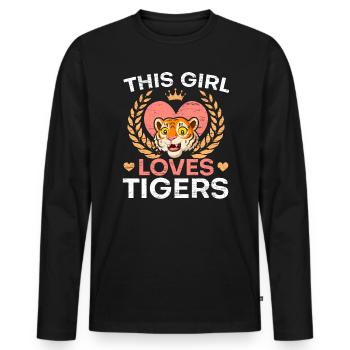 Meine Katze ist größer als dein Tiertiertiger - Männer Premium Bio Langarmshirt - Schwarz - Vorne - Nico (187cm)
