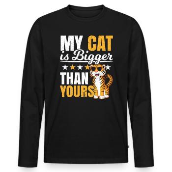 Meine Katze ist größer als dein Tiertiertiger - Männer Premium Bio Langarmshirt - Schwarz - Vorne - Nico (187cm)