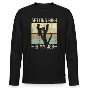 Getting High Is My Job Arborist Wood Whisperer - Men's Premium Organic Long Sleeve Shirt - black - Front - Nico (187cm)