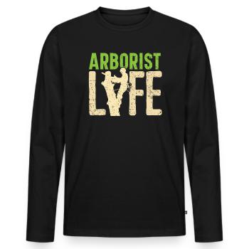Baumpfleger Life Logger Holzflüsterer Holzbearbeitung - Männer Premium Bio Langarmshirt - Schwarz - Vorne - Nico (187cm)