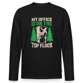 Mein Büro befindet sich im obersten Stockwerk Baumpfleger Holzfäller - Männer Premium Bio Langarmshirt - Schwarz - Vorne - Nico (187cm)