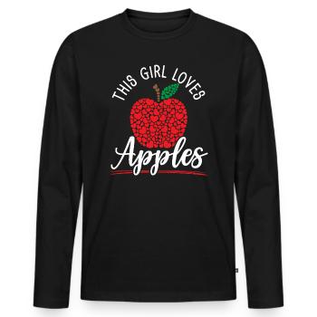 This Girl Loves Apples Apple Fruit Lover Apple - Men's Premium Organic Long Sleeve Shirt - black - Front - Nico (187cm)