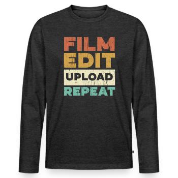 Film Edit Upload Repeat Content Creator Vlogger - Men's Premium Organic Long Sleeve Shirt - heather anthracite - Front - Nico (187cm)