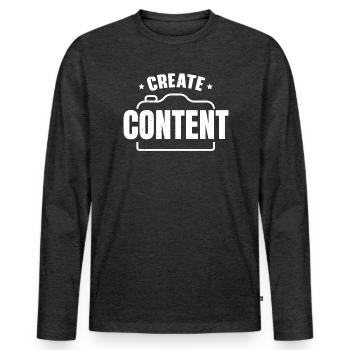 Create Content Creator Social Media Influencer - Men's Premium Organic Long Sleeve Shirt - heather anthracite - Front - Nico (187cm)