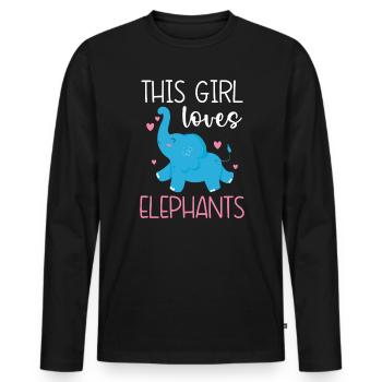 This Girl Loves Elephants Animal Zookeeper - Men's Premium Organic Long Sleeve Shirt - black - Front - Nico (187cm)