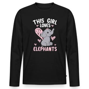 This Girl Loves Elephants Animal Zookeeper - Men's Premium Organic Long Sleeve Shirt - black - Front - Nico (187cm)