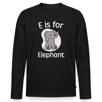 E Is For Elephant Lover Wildlife Animal Zookeeper - Men's Premium Organic Long Sleeve Shirt - black - Front - Nico (187cm)