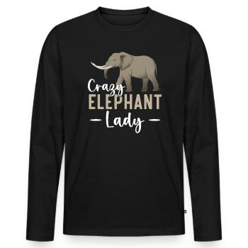 Crazy Elephant Lady Wildlife Animal Zookeeper - Men's Premium Organic Long Sleeve Shirt - black - Front - Nico (187cm)