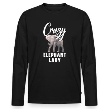 Crazy Elephant Lady Wildlife Animal Zookeeper - T-shirt manches longues Premium bio Homme - noir - Devant - Nico (187cm)