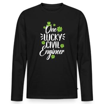 One Lucky Civil Engineer Engineering Irish - Men's Premium Organic Long Sleeve Shirt - black - Front - Nico (187cm)