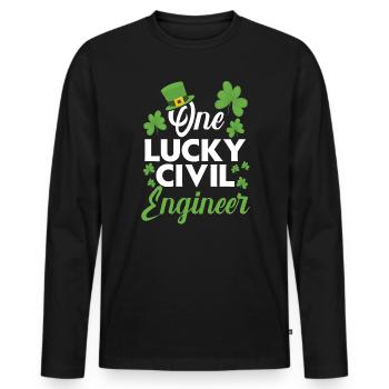 One Lucky Civil Engineer Engineering Irish - Men's Premium Organic Long Sleeve Shirt - black - Front - Nico (187cm)