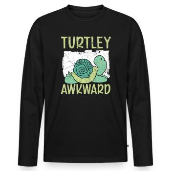 Turtley Awkward Turtle Tortoise Marine Biology - Men's Premium Organic Long Sleeve Shirt - black - Front - Nico (187cm)