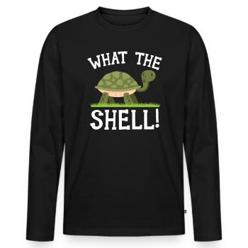 What The Shell Turtle Tortoise Marine Biology - Men's Premium Organic Long Sleeve Shirt - black - Front - Nico (187cm)