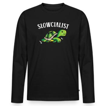Slowcialist Turtle Lover Tortoise Marine Biology - Men's Premium Organic Long Sleeve Shirt - black - Front - Nico (187cm)
