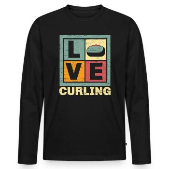 Love Curling Curler Sport Lover Curling Stone - Men's Premium Organic Long Sleeve Shirt - black - Front - Nico (187cm)