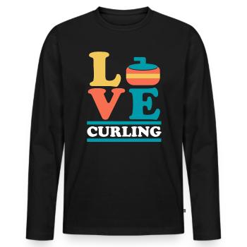 J’adore Curling Curler Sport Lover Curling Stone - T-shirt manches longues Premium bio Homme - noir - Devant - Nico (187cm)