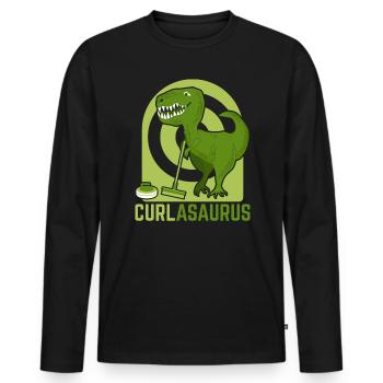 Curlasaurus Curler Sport Curling Dinosaure en pierre - T-shirt manches longues Premium bio Homme - noir - Devant - Nico (187cm)