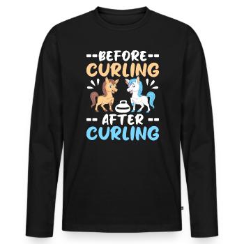 Joueur de curling Curler Sport Lover Pierre de curling - T-shirt manches longues Premium bio Homme - noir - Devant - Nico (187cm)