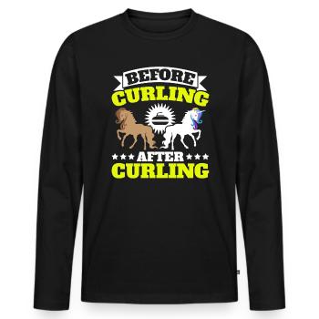 Curling Player Curler Sport Lover Curling Stone - Men's Premium Organic Long Sleeve Shirt - black - Front - Nico (187cm)