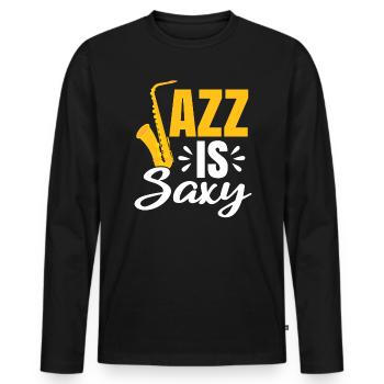 Jazz Is Saxy Saxophone Saxophoniste Musicien - T-shirt manches longues Premium bio Homme - noir - Devant - Nico (187cm)