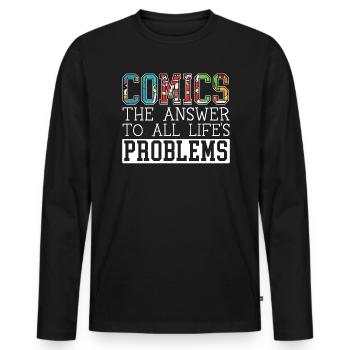 Comics Collector Comic Reader Fictional Characters - Men's Premium Organic Long Sleeve Shirt - black - Front - Nico (187cm)