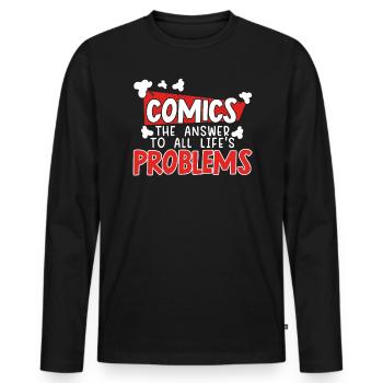 Comics Collector Comic Reader Fictional Characters - Men's Premium Organic Long Sleeve Shirt - black - Front - Nico (187cm)