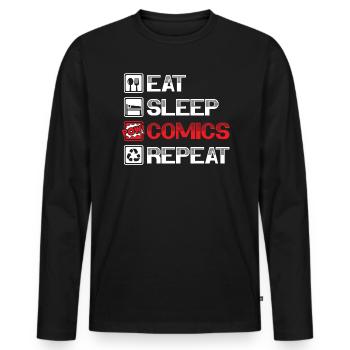 Eat Sleep Comics Repeat Fictional Characters - Men's Premium Organic Long Sleeve Shirt - black - Front - Nico (187cm)