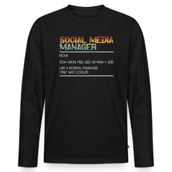 Profession de médias sociaux Gestionnaire de médias sociaux - T-shirt manches longues Premium bio Homme - noir - Devant - Nico (187cm)