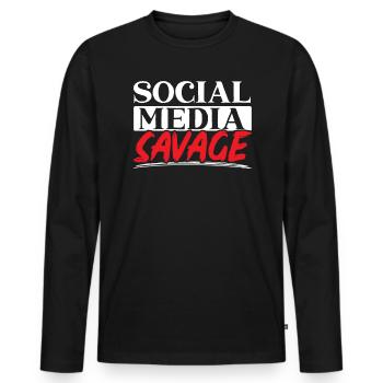 Social Media Savage Job Gestionnaire de médias sociaux - T-shirt manches longues Premium bio Homme - noir - Devant - Nico (187cm)
