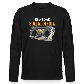 Le premier emploi de médias sociaux Gestionnaire de médias sociaux - T-shirt manches longues Premium bio Homme - noir - Devant - Nico (187cm)