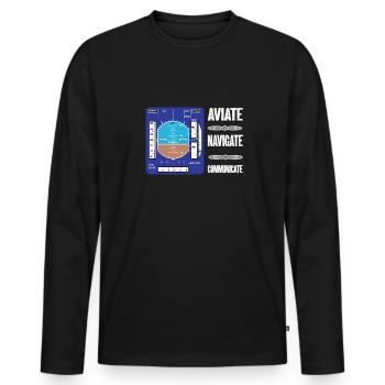 Aviation Airplane Design Artificial Horizon - Men's Premium Organic Long Sleeve Shirt - black - Front - Nico (187cm)
