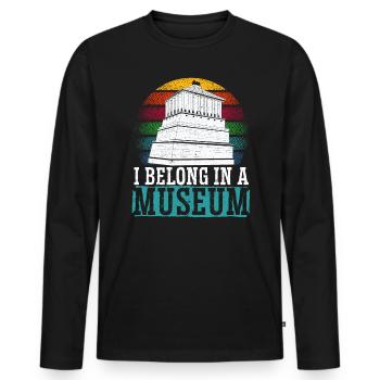 J’appartiens à un amoureux du musée Conservateur de musée - T-shirt manches longues Premium bio Homme - noir - Devant - Nico (187cm)