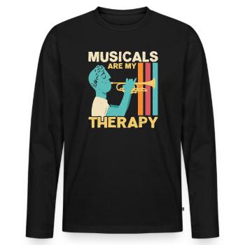 Musicals Are My Therapy Musician Music Lover - Men's Premium Organic Long Sleeve Shirt - black - Front - Nico (187cm)