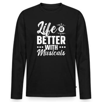 La vie est meilleure avec Musicals Musicien Mélomane - T-shirt manches longues Premium bio Homme - noir - Devant - Nico (187cm)