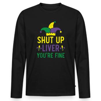 Tais-toi foie tu vas bien Mardi Gras Shenanigan - T-shirt manches longues Premium bio Homme - noir - Devant - Nico (187cm)