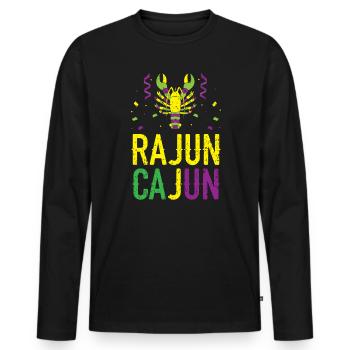 Rajun Cajun Crawfish Crayfish Lobster Mardi Gras - Men's Premium Organic Long Sleeve Shirt - black - Front - Nico (187cm)