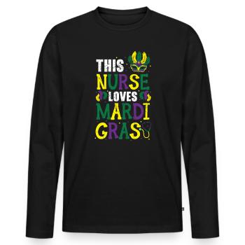 This Nurse Loves Mardi Gras New Orleans Louisiana - Men's Premium Organic Long Sleeve Shirt - black - Front - Nico (187cm)