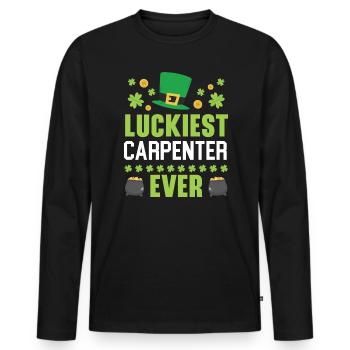 Glücklichster Zimmermann aller Zeiten St. Patrick's Saint Pattys - Männer Premium Bio Langarmshirt - Schwarz - Vorne - Nico (187cm)