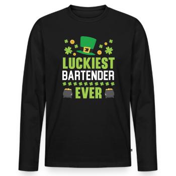 Glücklichster Barkeeper aller Zeiten St. Patrick's Saint Pattys - Männer Premium Bio Langarmshirt - Schwarz - Vorne - Nico (187cm)