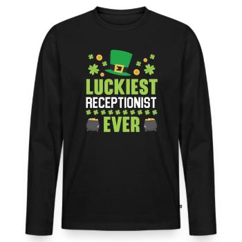 La réceptionniste la plus chanceuse de tous les temps de la Saint-Patrick - T-shirt manches longues Premium bio Homme - noir - Devant - Nico (187cm)