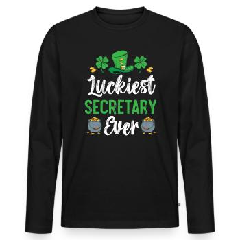 Glücklichste Sekretärin aller Zeiten St. Patrick's Saint Pattys - Männer Premium Bio Langarmshirt - Schwarz - Vorne - Nico (187cm)