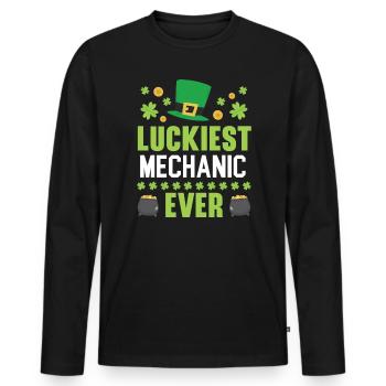 Mécanicien le plus chanceux de tous les temps de la Saint-Patrick - T-shirt manches longues Premium bio Homme - noir - Devant - Nico (187cm)
