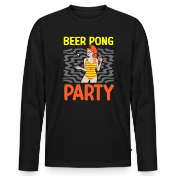 Beer Pong Party Alcohol Drinking Game Beer Pong - T-shirt manches longues Premium bio Homme - noir - Devant - Nico (187cm)